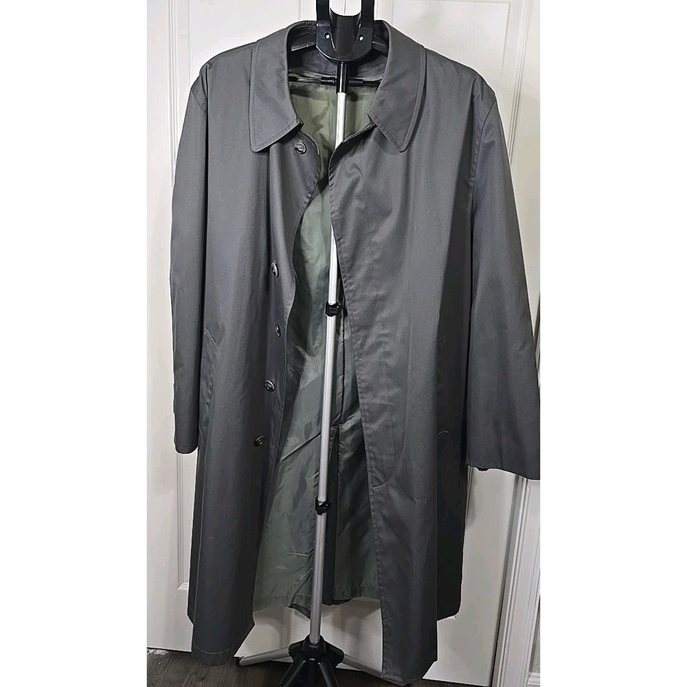 Men's Gray Trench Coat Size 46 Regular Made In Korea